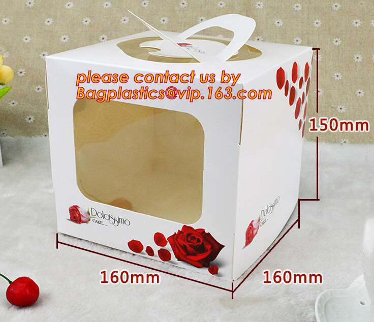 Wholesale custom Paper Cookies packing Cake Box with PVC window,Wholesale Plastic Square Birthday Wedding Packaging Clea