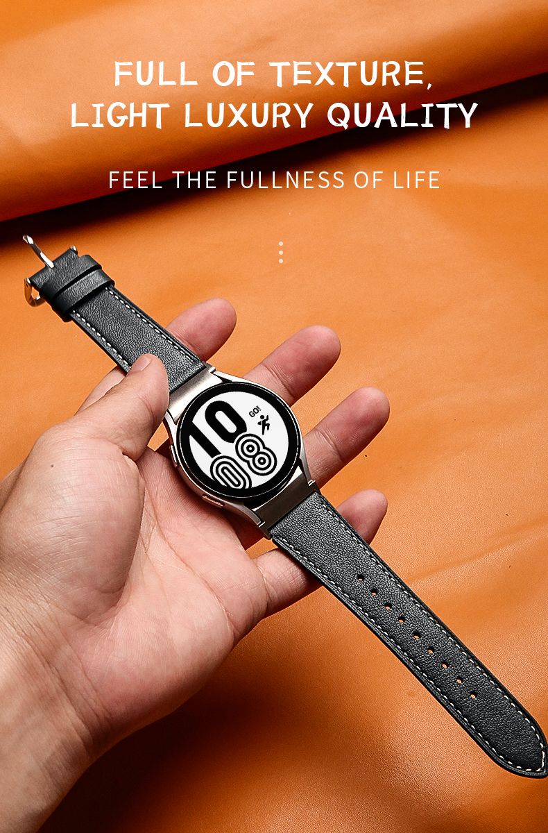 20mm Leather Watch Band for Samsung Galaxy Watch 4 Quick Release Genuine Leather Strap
