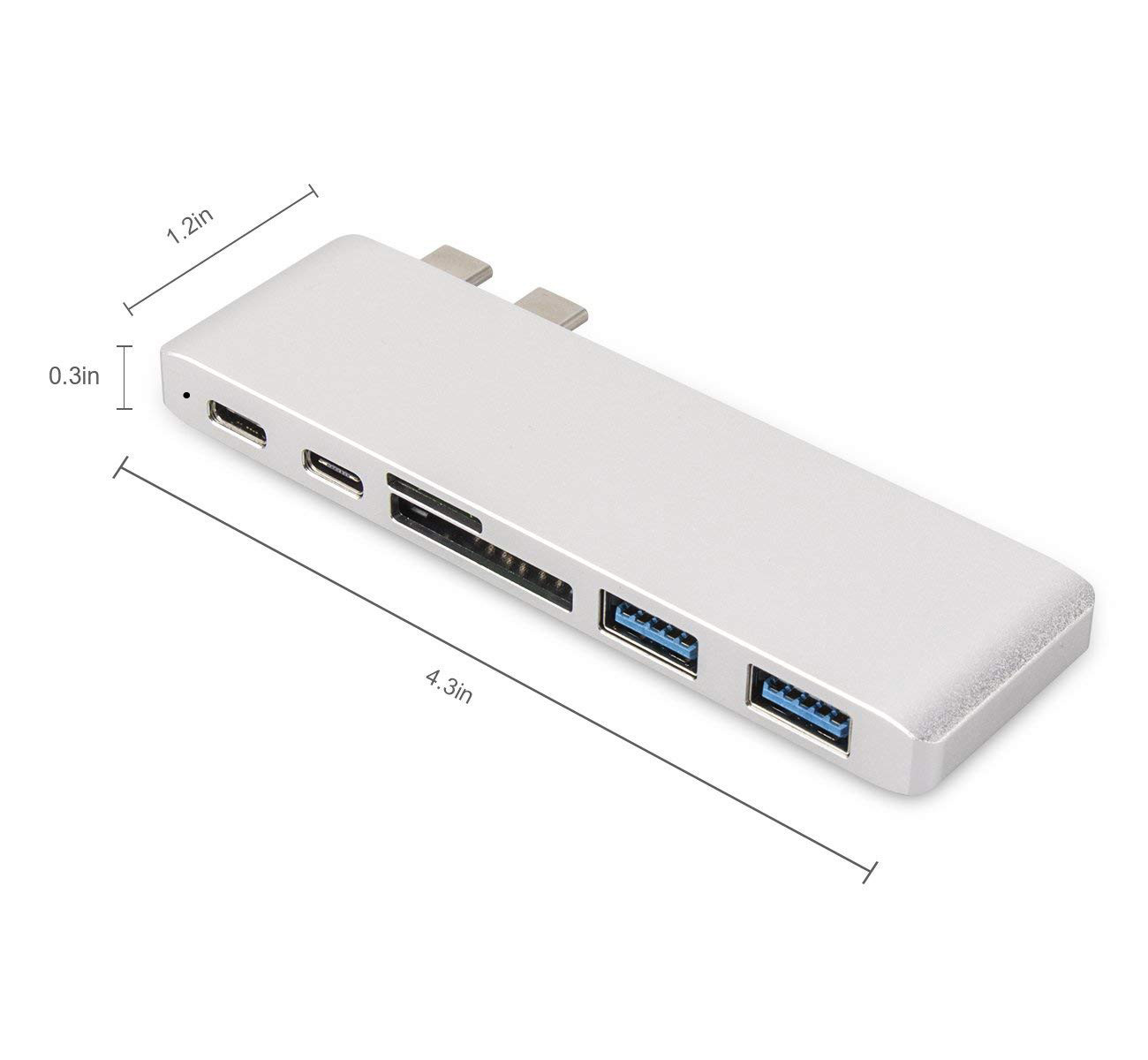 Aluminum TB 3 USB Type-C Hub Adapter Dongle for 2016/2017 MacBook Pro 13''and 15'' Most Compact