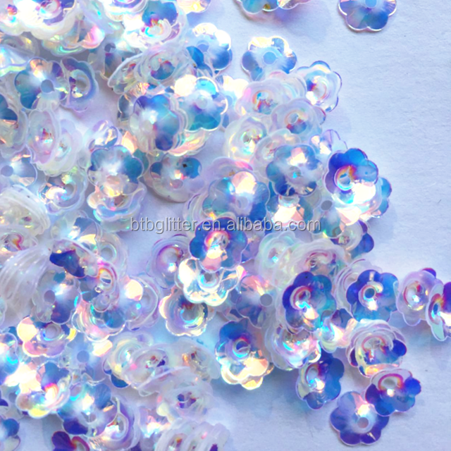 Flower Style Aurora Color Plum Sequins Loose 8mm Transparent 12mm PET Accessories for Sewing Shoes 365 Colors Included