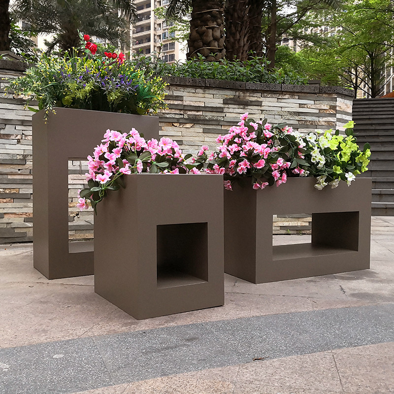 OEM ODM Stainless Steel Flowerpot Waterproof Large Metal Garden Containers