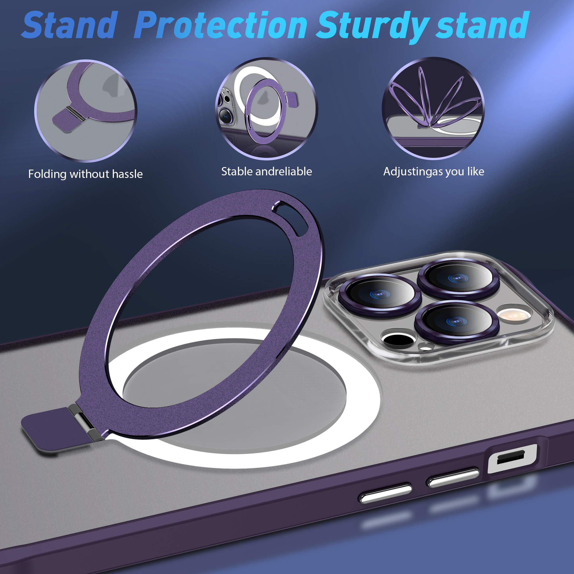 Matt Skin Full Lens Cover Anti Slip Magnetic Wireless Charger Phone Case for iPhone 14 Pro 14 Pro Max Kick Stand and Shockproof