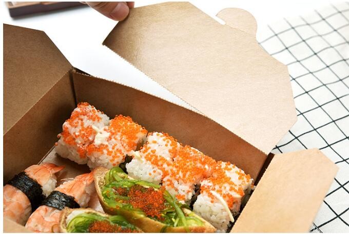 Cheap Cardboard foldable kraft paper lunch box with window,Lunch noodle fast food kraft paper box by customized logo pri