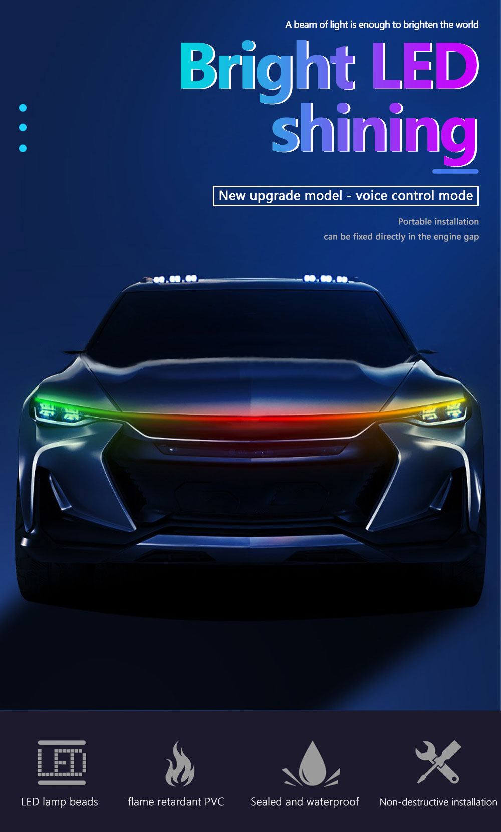 180cm Led Hood Light Strip Vehicle LED Work Lights Car Hood Led Strip