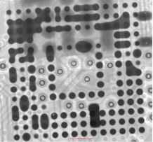 BGA solder bridge inspection example showing connection defects