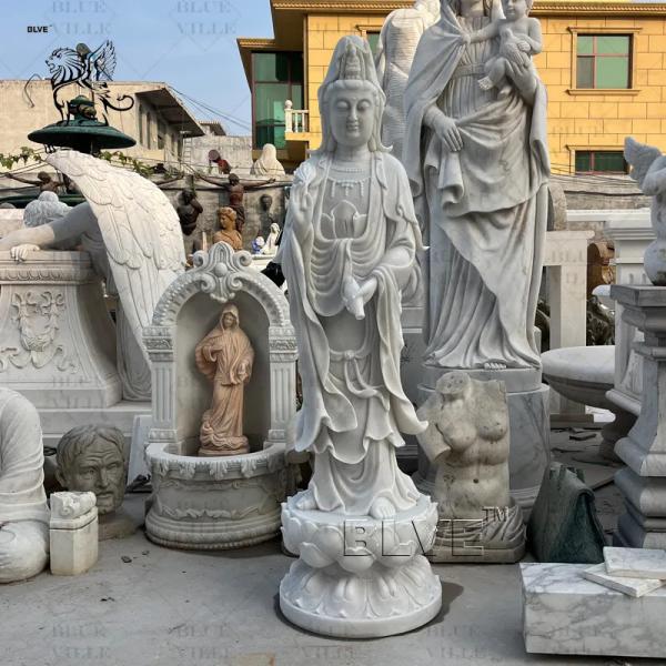 Marble Guan Yin Statue Female Buddha Avalokitesvara Kwan Yin Sculpture Life Size