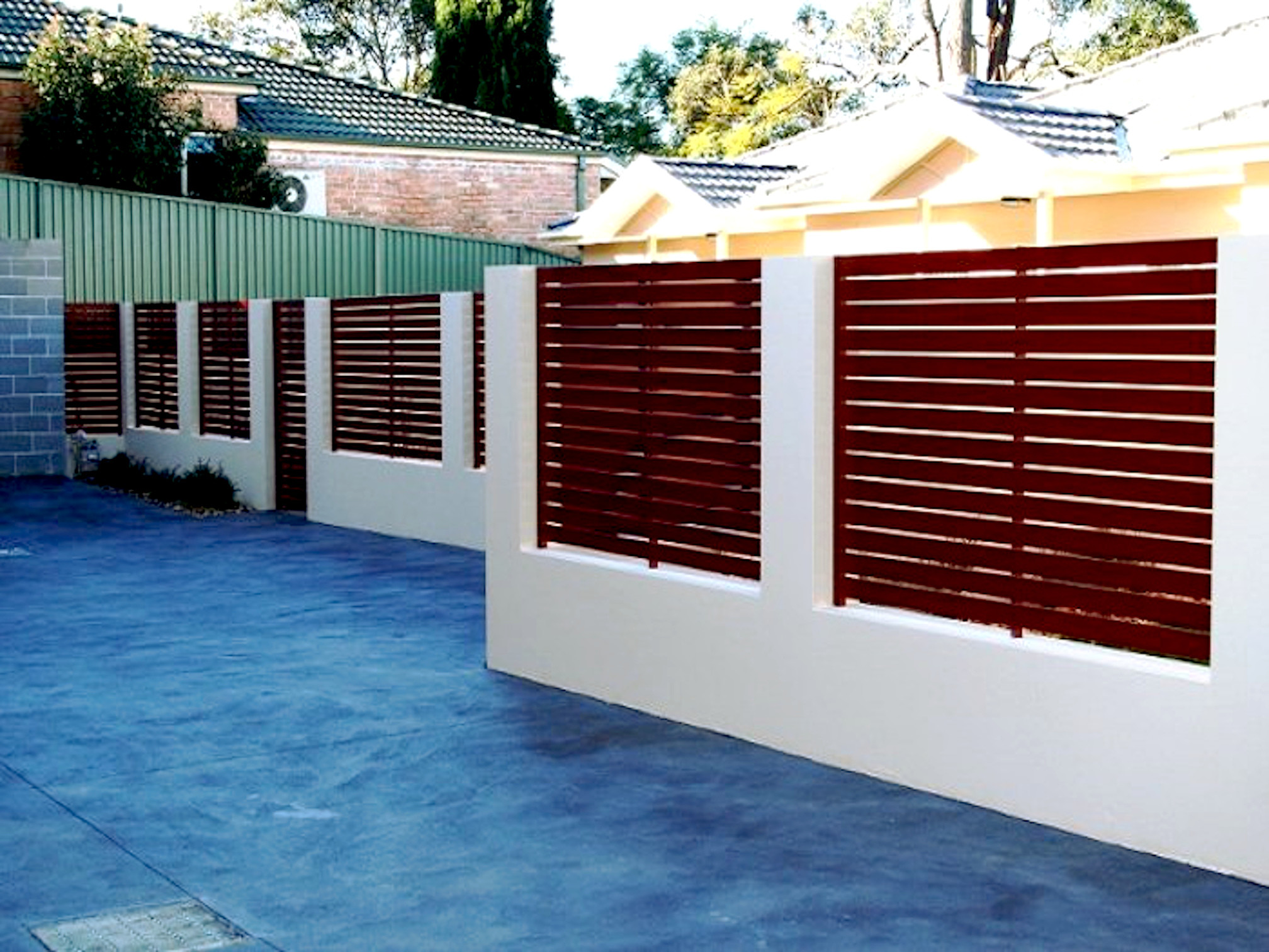 Horizontal 6082 T6 Aluminum Square Profile Wood Grain Slat Fencing Panel For Home Garden