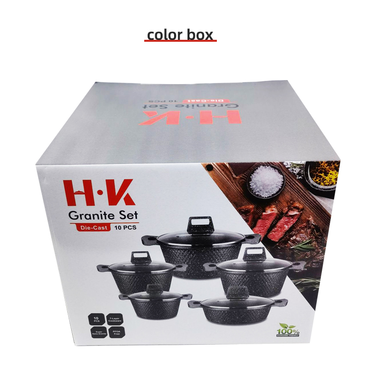 Europe Style Black Non Stick Aluminum Pot Sets Cookware With Glass Lid