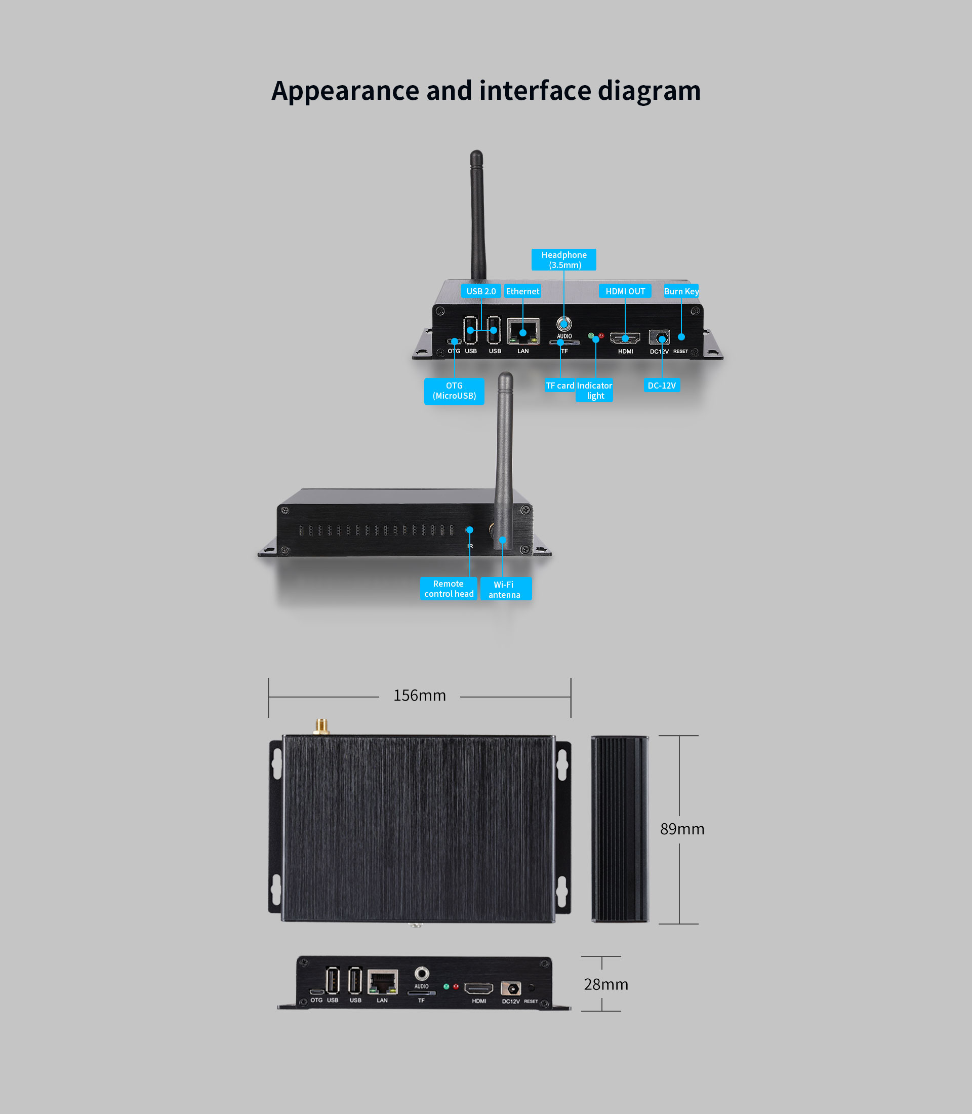 M-Series (M100/ M200/ M300) Multimedia PC 156*89*28mm Indicator Light Remote Control/ Standby