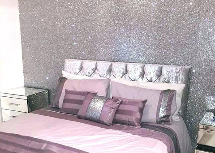 Shinny Glitter Wall Fabric Woven Canvas Rectangular Shape Single Side Printed