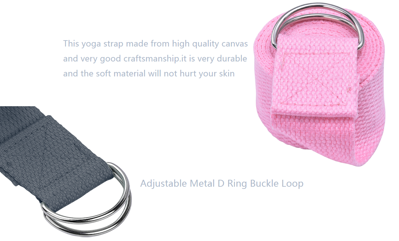 Yoga Exercise Adjustable Stretch Band Training Belt Leg Fitness Exercise Anti Slip Pilates Strap with D Buckle
