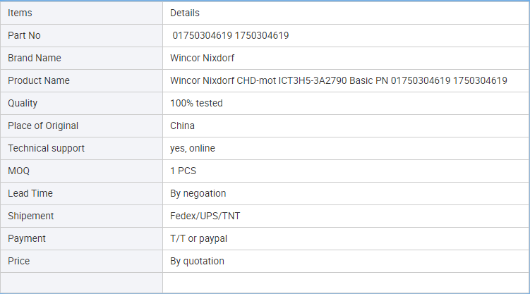 Wincor Nixdorf CHD-mot ICT3H5-3A2790 Basic PN 01750304619 1750304619
