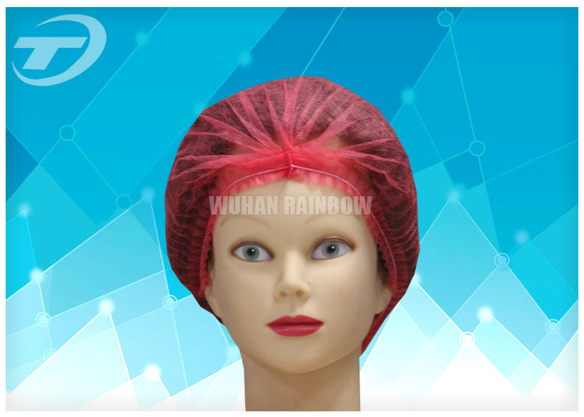 RED PP Disposable Surgical Caps For Nursing / Surgical Bouffant Caps