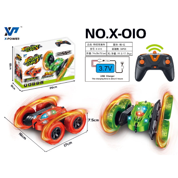 X-010 Rc Mini Stunt Car 2.4ghz Double Sided 360 Degree Tumble Remote Control Stunt Car Toys For Children's Entertainment