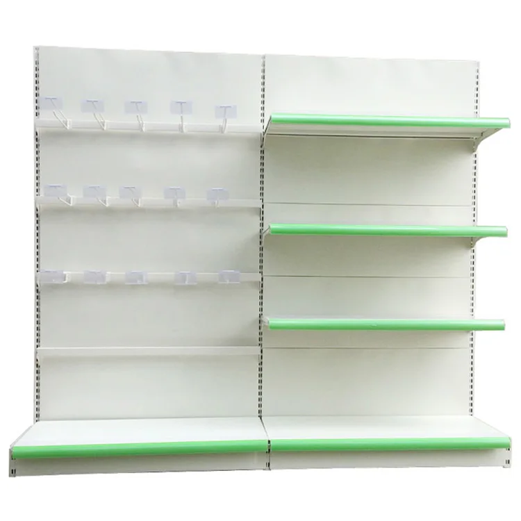 Factory customized color size metal heavy duty minimarket blue shelves wall shelves for cosmetics display gondola