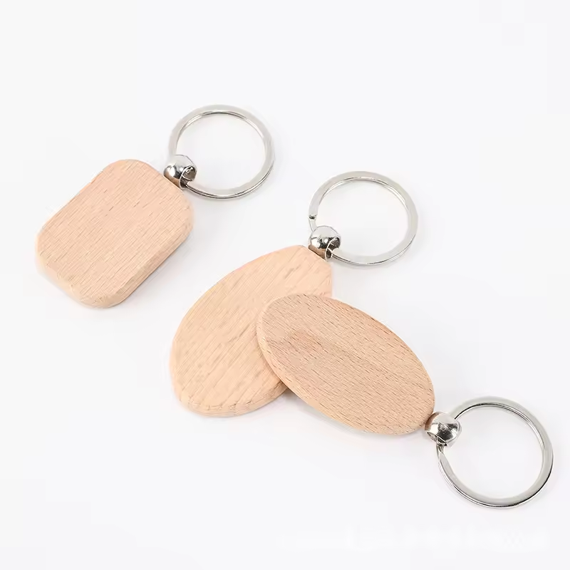 Customized Graphic Beech Wood Carabiner Keychain a Variety of Key Rings