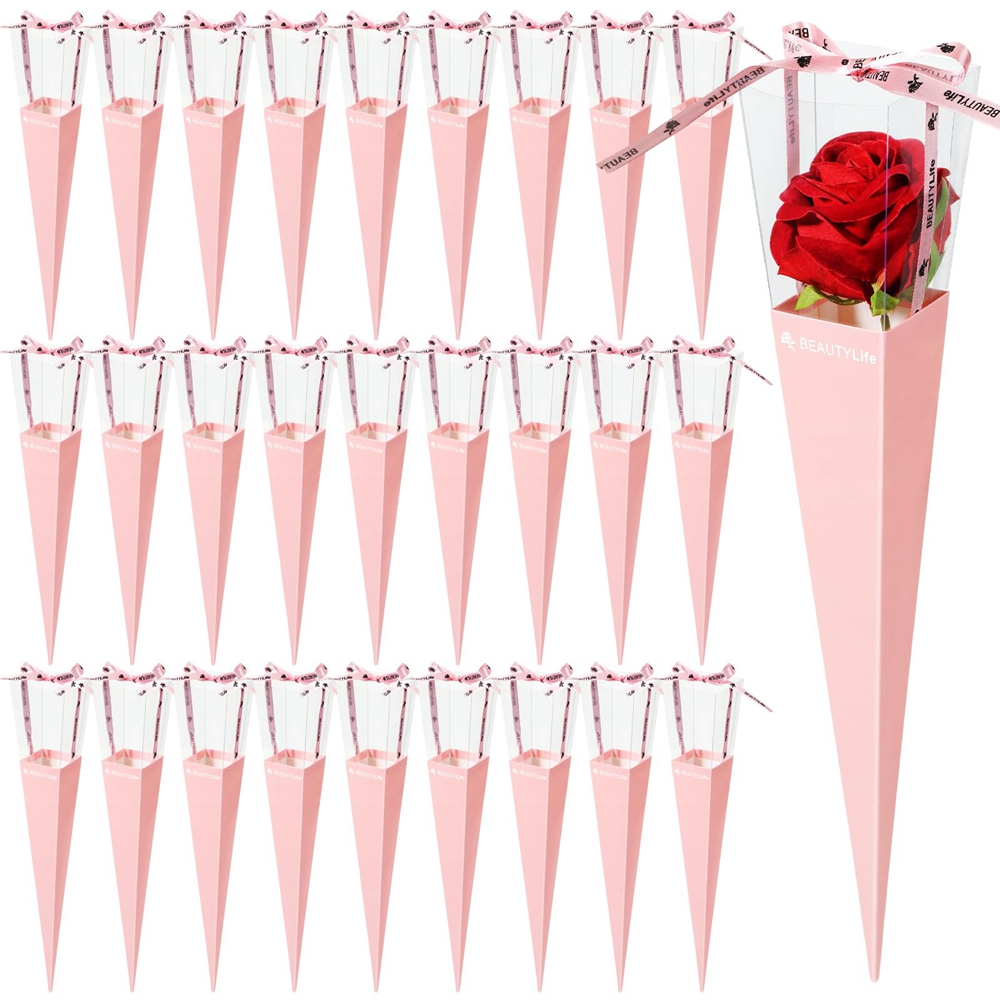 Handmade Custom Cut Valentine's Day Rose Sleeves in Gravure Printed Kraft Paper Bag