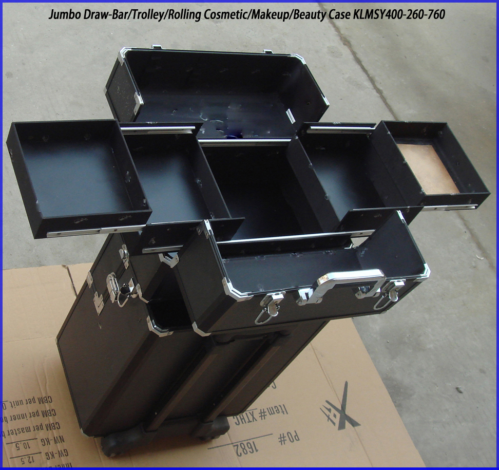 aluminum Rolling Beautitician Case with folder drawers KLMSY400-260-760