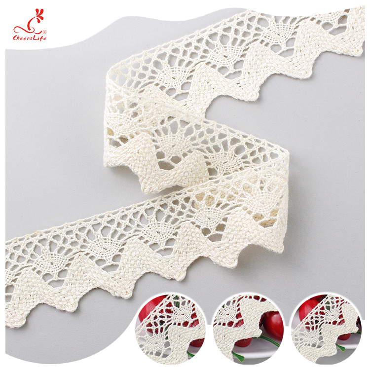 Eco - Friendly Apparel Cotton Lace Fabric Trim High Color Fastness