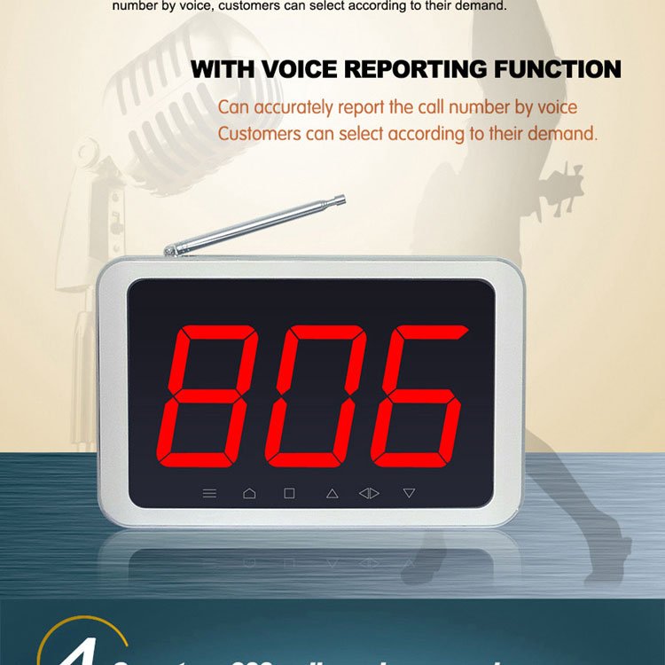 China manufacturer wireless calling equipment with 1 key service caller and touchable display receiver