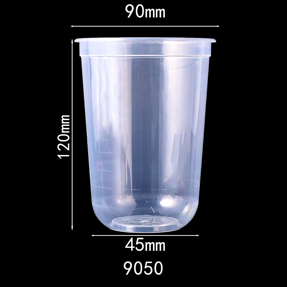 Custom Logo Printed U Shaped Plastic Cups 380ml 700ml With Carton Package