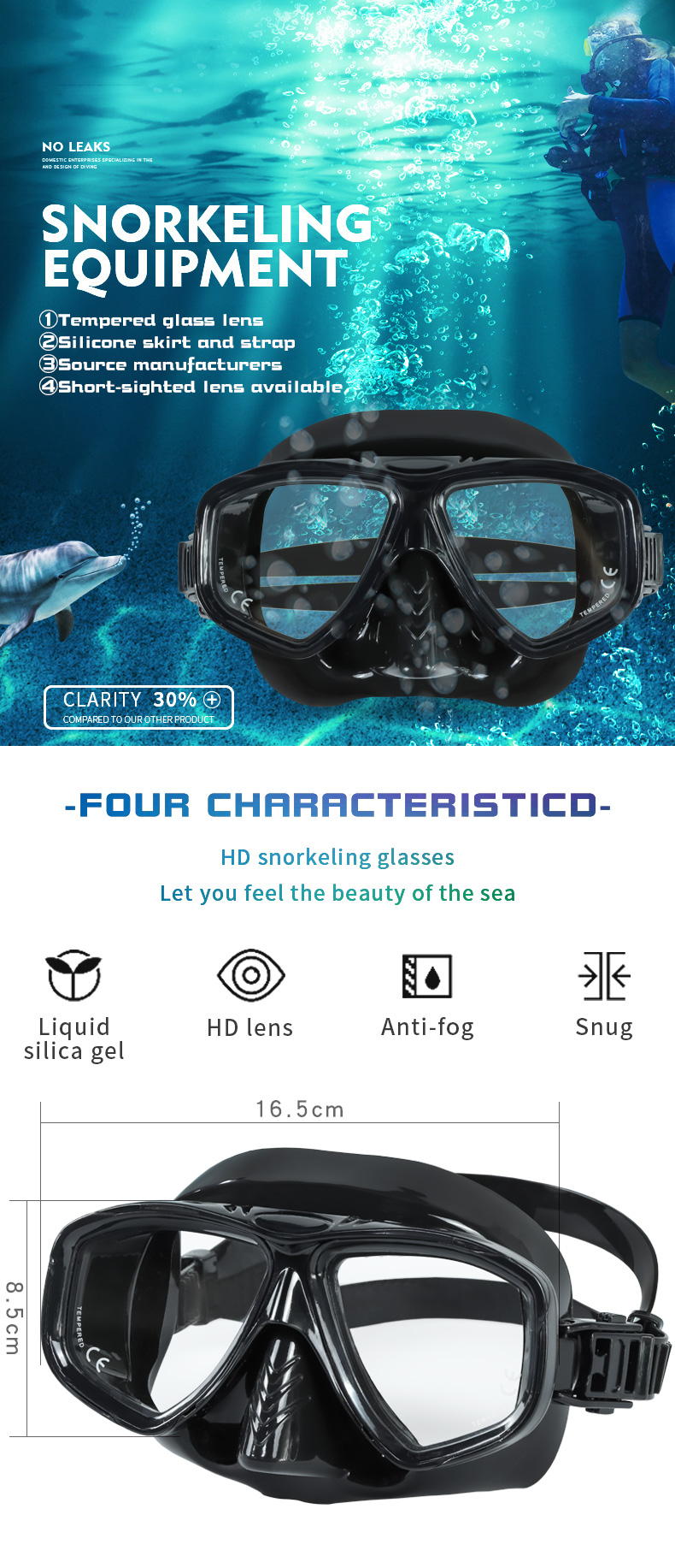ODM Swimming Scuba Dive Snorkeling Goggles Mask For Adult Waterproof