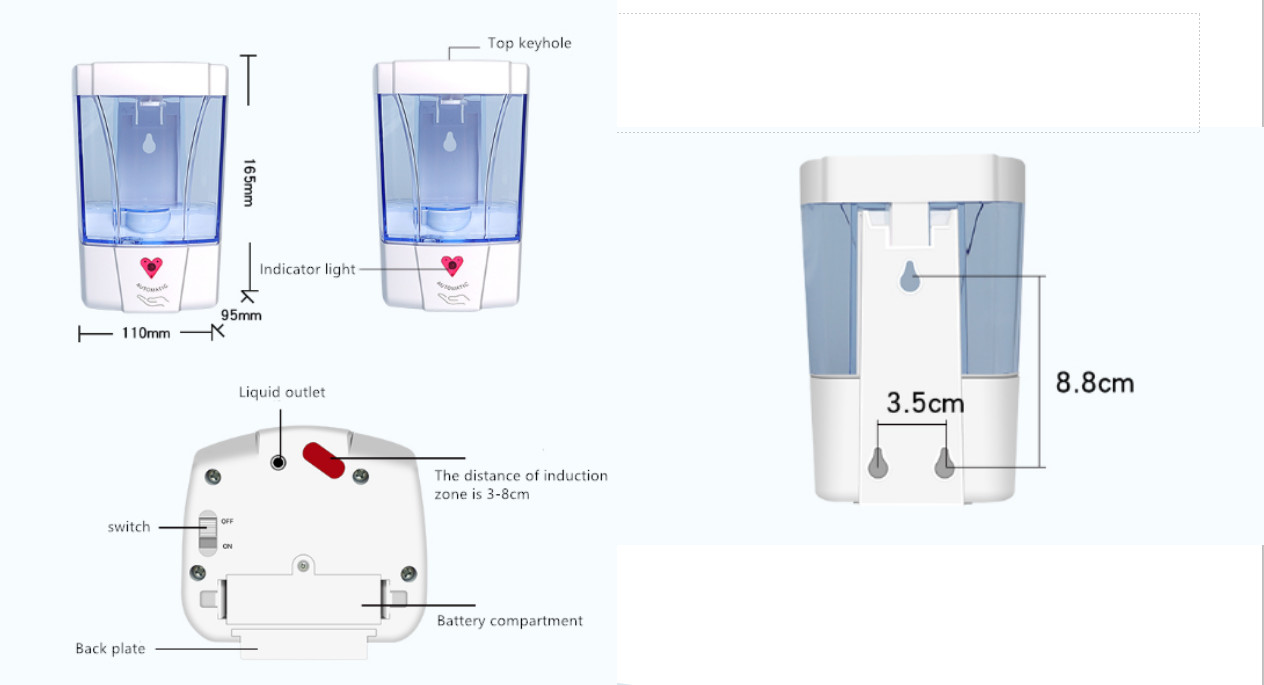 CE Hand Sanitizer Touchless Soap Dispenser 0.6L