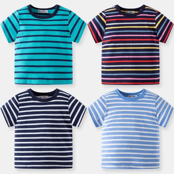 Children'S Sports Shirts Customized Boy T-Shirt Children'S Cotton Striped T