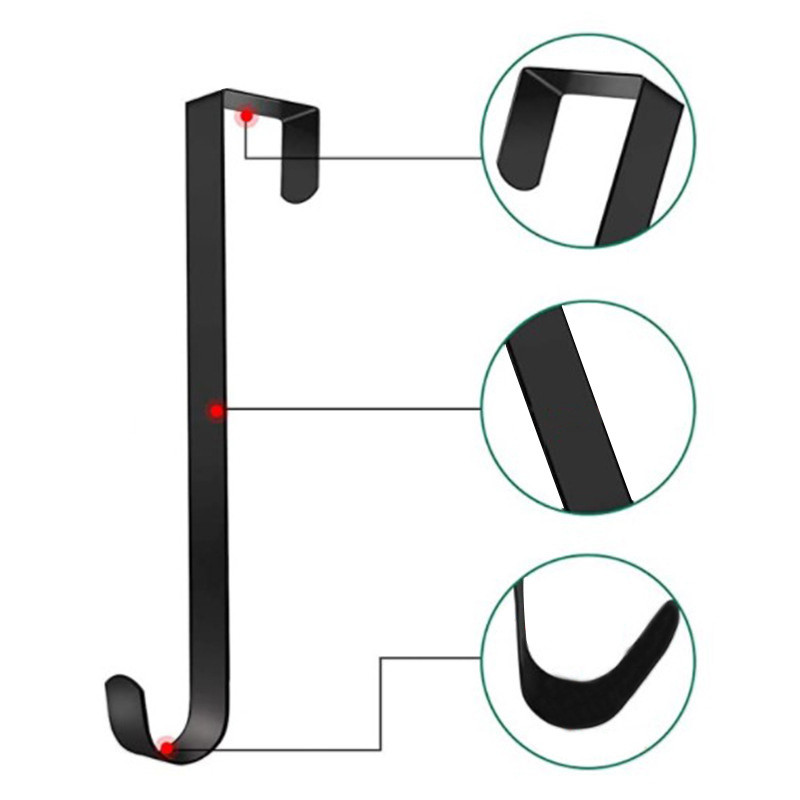 Metal Single Hook Black White Wreath Hanger For Front Door
