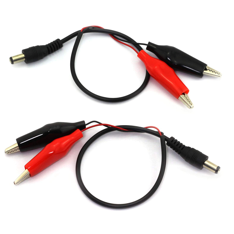 30cm DC Barrel Jack 5.5x2.1mm Male Female to Dual Alligator Clips Power Supply DC Cable for CCTV Camera