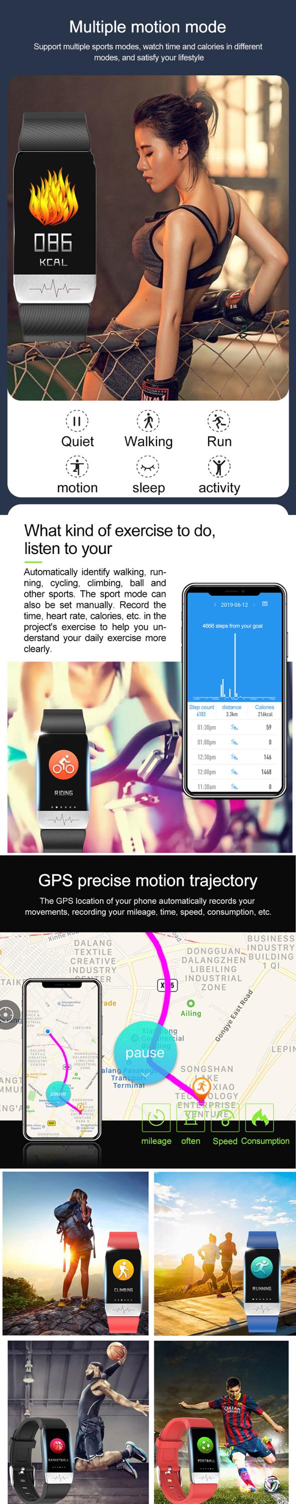 T1 Smartwatch ECG Square Shape 1.14" OLED Health Fitness Wearable Body Temperature Smart Watch