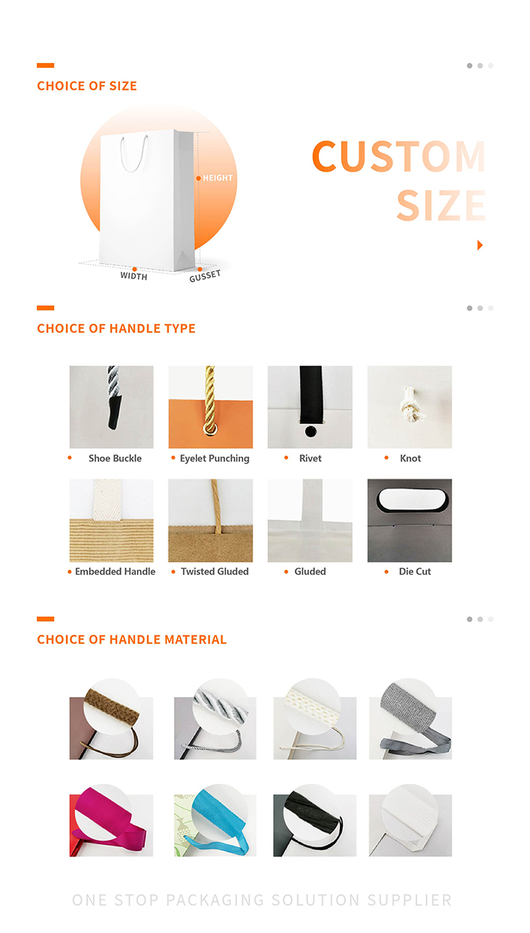 Offset Custom Printed Paper Bags Recyclable Ivory Board Paper