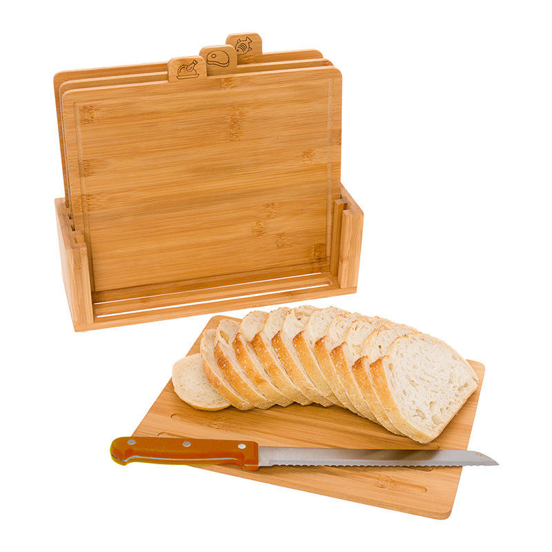 Index Bamboo Cutting Board Small Set With Holder Set Of 4 Small Tray