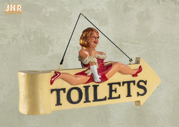 Funny Fat Lady Toilet Direction Signs Decorative Polyresin Figurine Wall Hanging