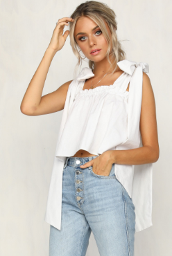 Women Cotton White Color Ruffle Neckline Crop Bohemian Women