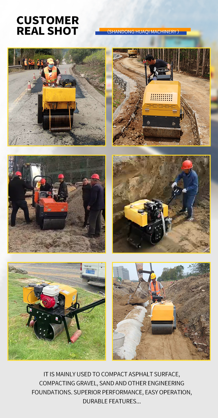 1 Ton Vibrating Asphalt Compactor with Double Drum Roller and ChangchaiL12 Engine