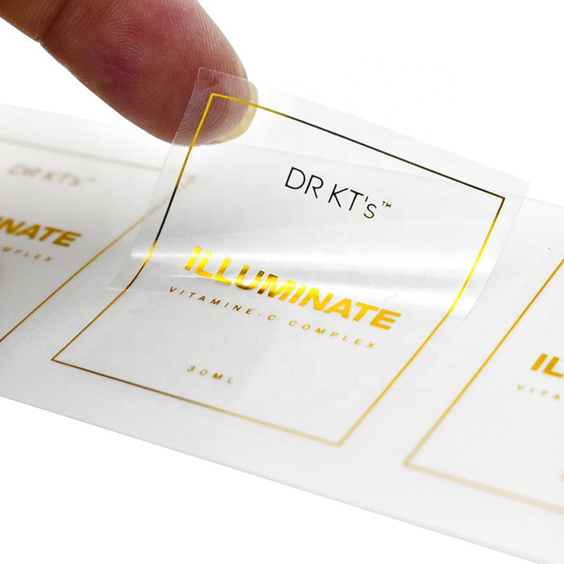 8cm Width Perfume Bottle Personalised Gold Foil Stickers With Spot UV Printing