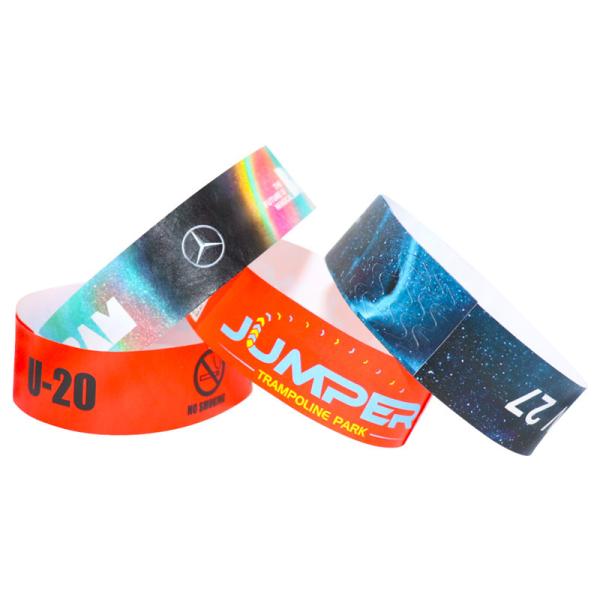 Quality Lightweight Tyvek Bracelets Wristbands , Bar Coding Disposable Paper Wristbands for sale
