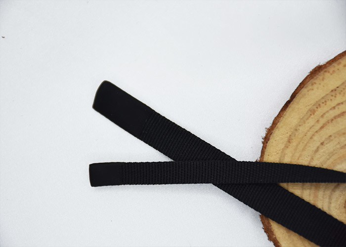 Clothes Black Flat Cotton Tape Ribbon Cord With Both Ends Silicone Drops