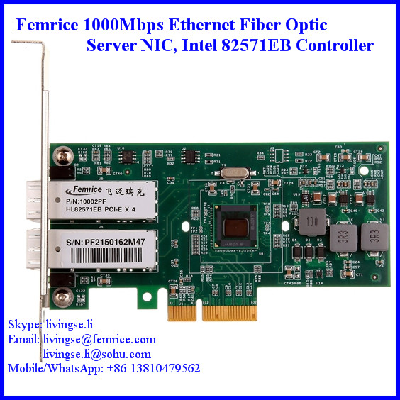 1000Mbps Ethernet Dual Port Server Network Card, SFP*2 Slot, PCI Express x4, LC Fiber