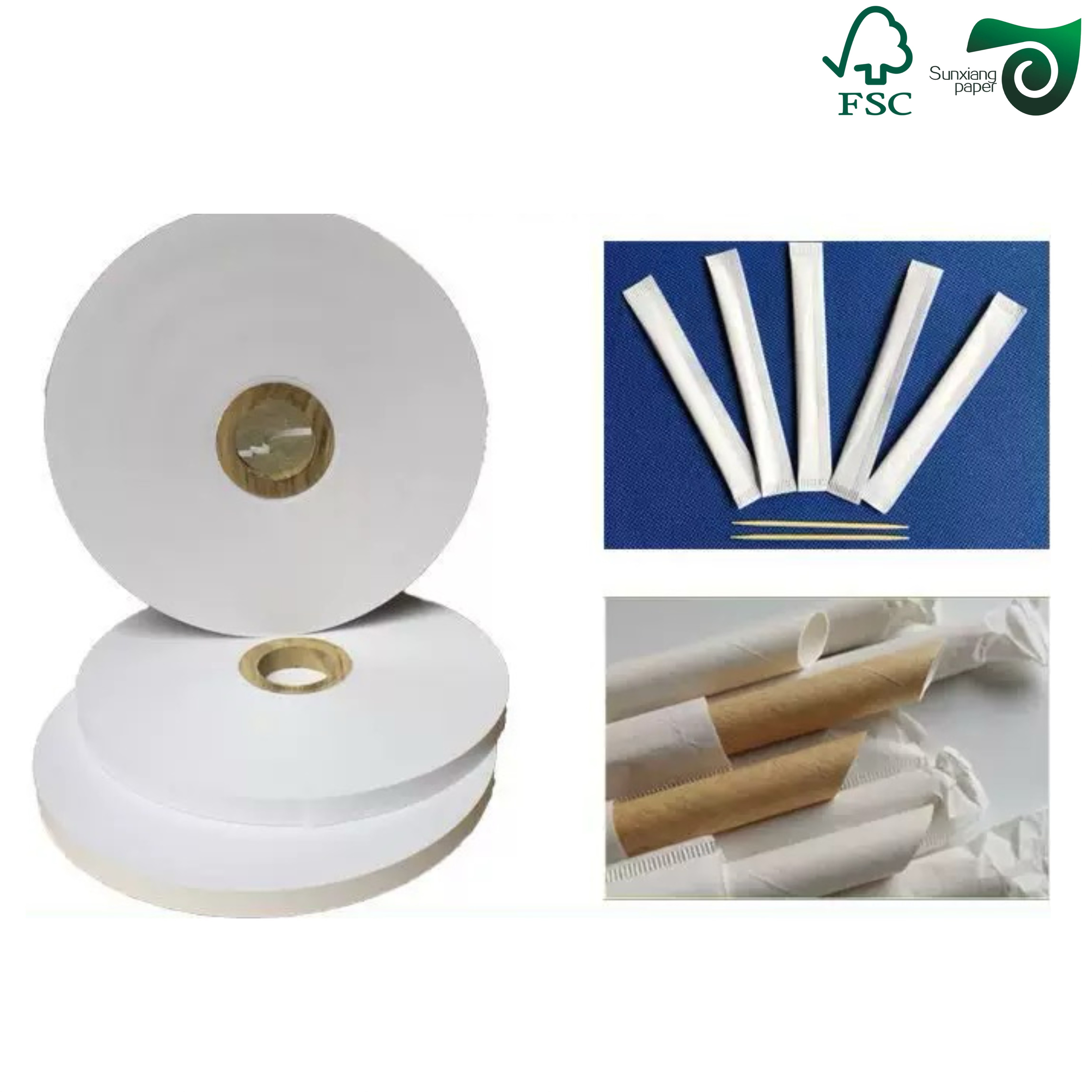 FSC Recyclable White Packing Paper For Drinks Straws Forks High Printability