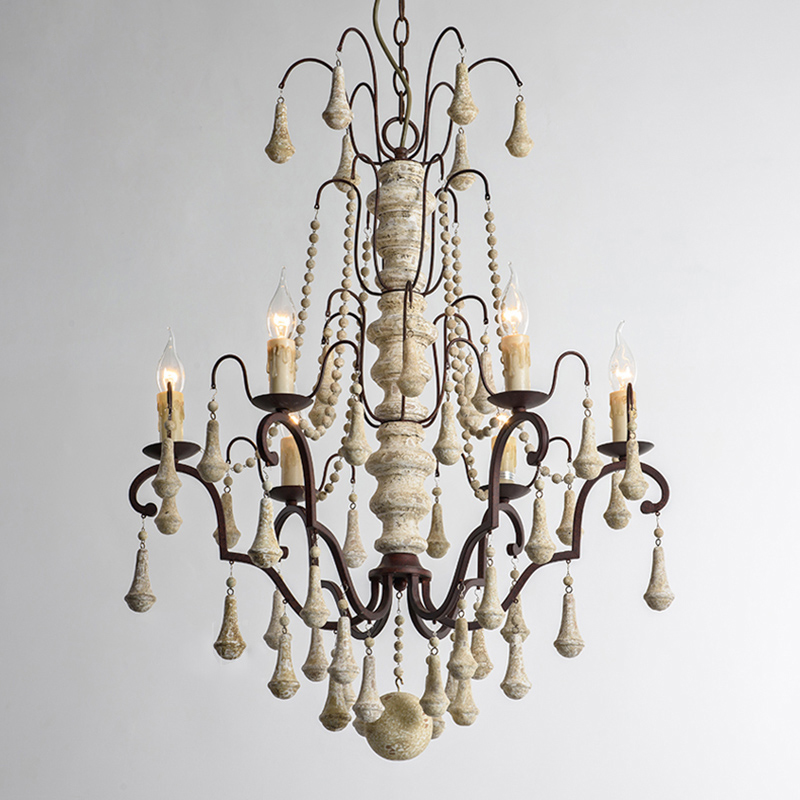 Wood Bead chandelier lighting lustre bois for country farmhouse rustic Chandelier(WH-CI-21)