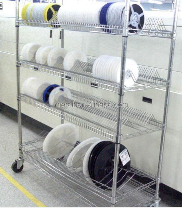 Factory price wholesale ESD PCB Shelving Trolly Cart Stainless Steel Cart SMT Reel Storage Cart SMT Reel Rack