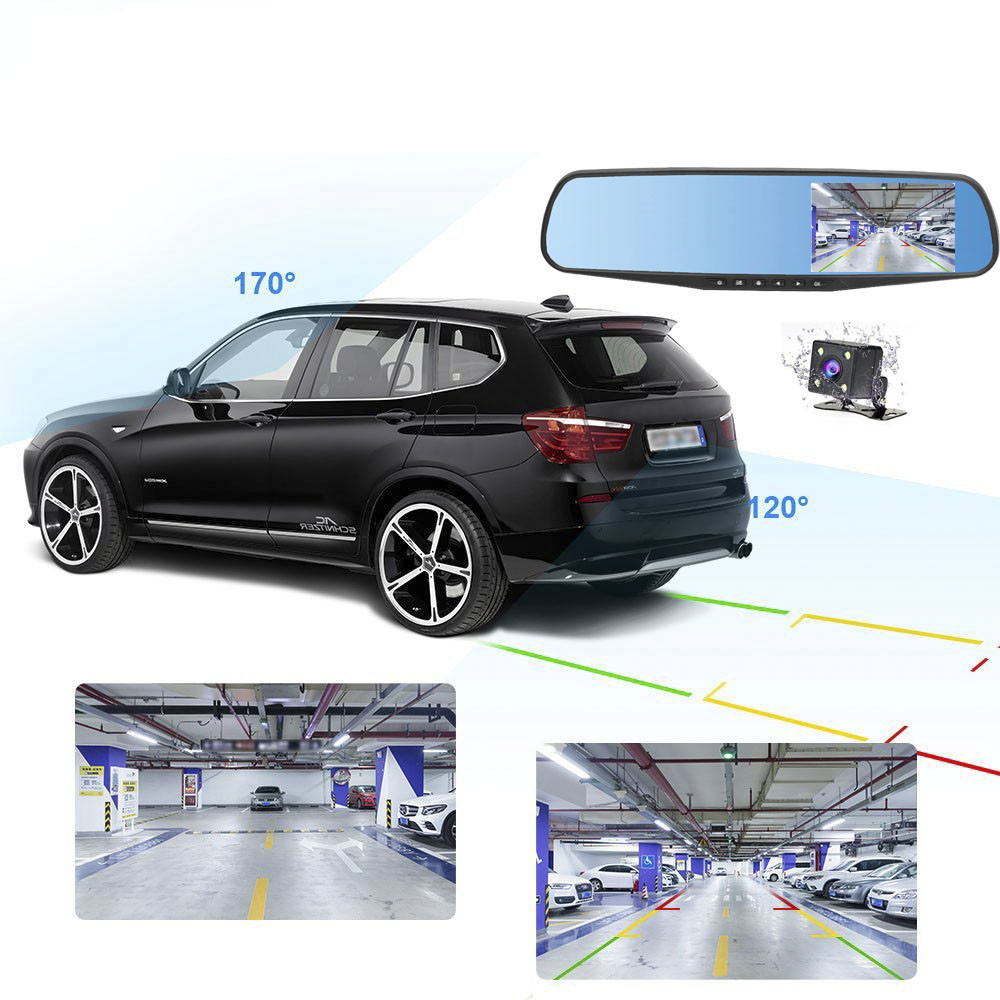 4.3" Dual Lens Vehicle Blackbox DVR Full HD 1080P Driving Recorder