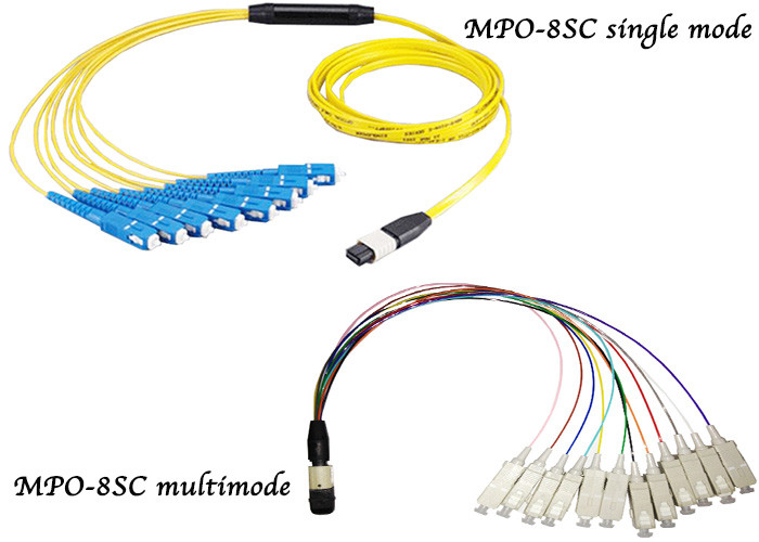 MPO MTP Patch Cord To 12 SC Fan Out OFNP Plenum Cover For 1U Patch Panel Rack Mountable