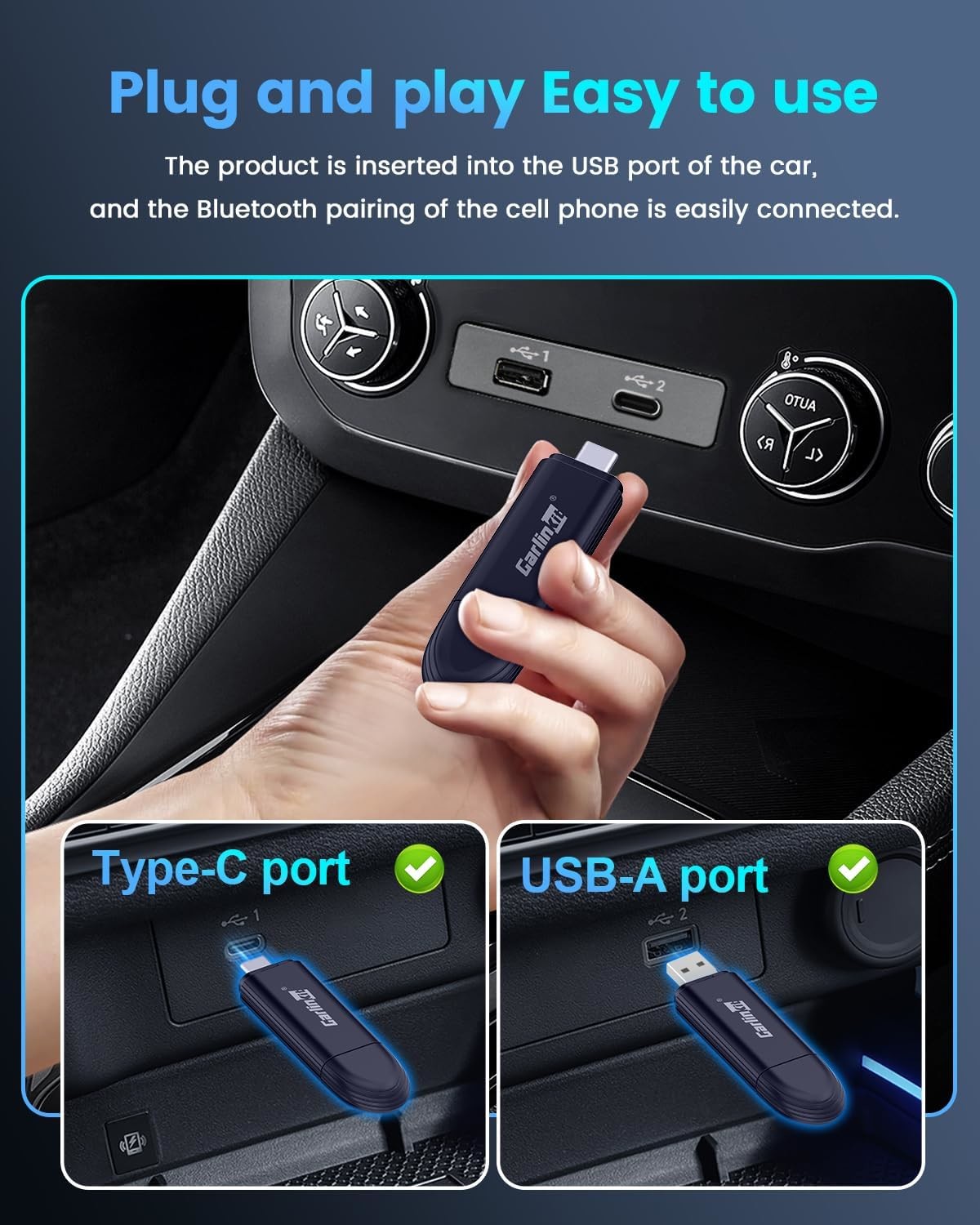 Wired To Wireless Android Auto And Carplay Adapter Mini SE 5 Automatic Connection Dongle