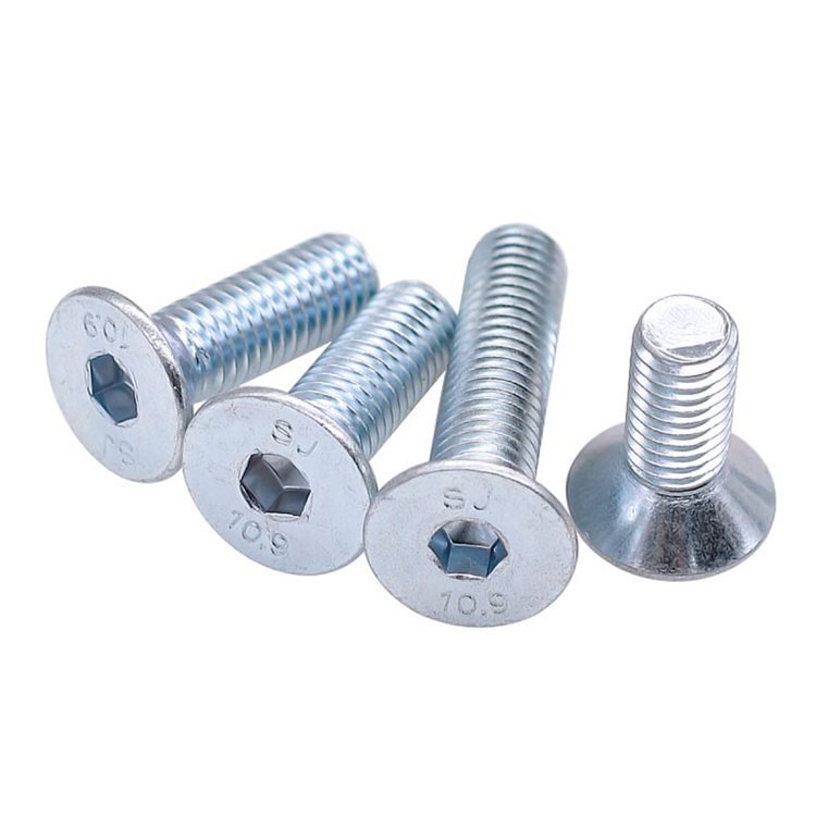 Handan Fastener Direct White Blue Zinc Plated DIN7991 CSK Flat Head Hex Socket Bolt Screw