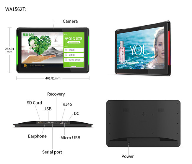 Wall Mount 15.6 Inch Android POE Tablet For Meeting Room