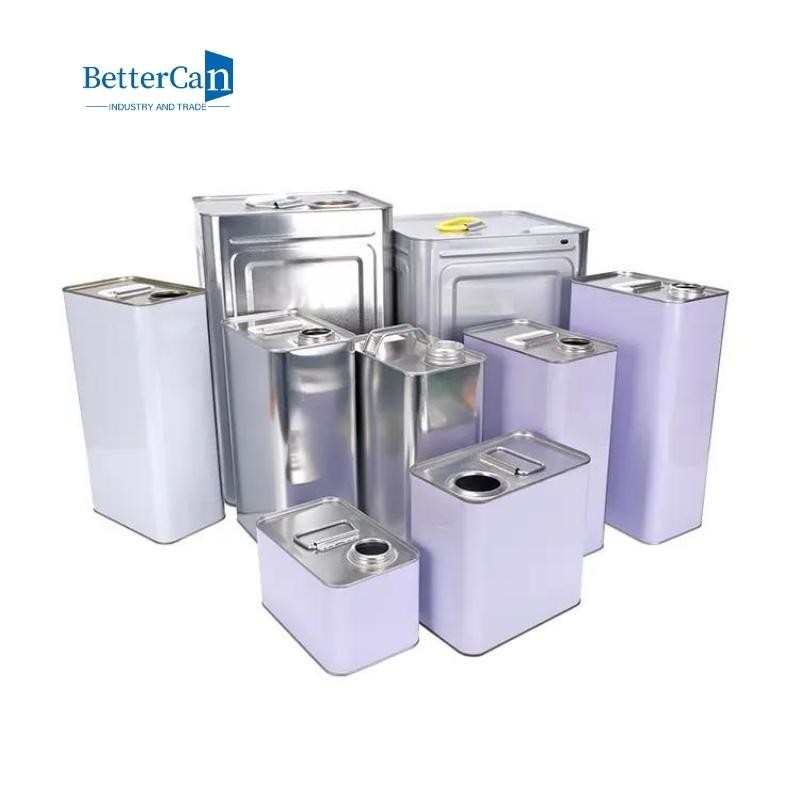 Empty Silver Paint Cans 18L 20L Square Metal Buckets 0.28mm-0.35mm Gauge