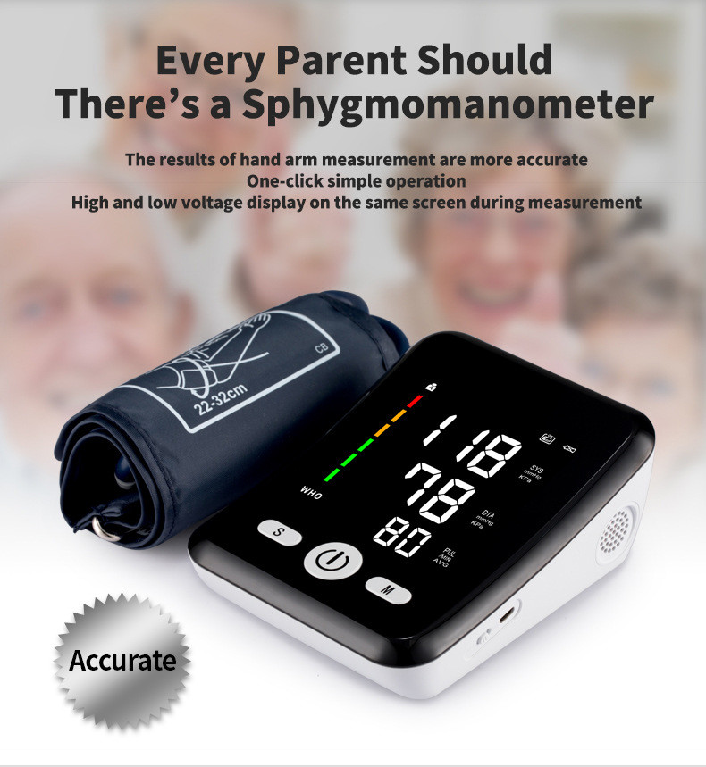 LCD Digital Display Blood Pressure Monitor With Large Volume Voice Reporting